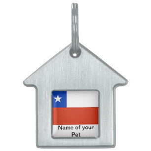 Médaillons Pour Animaux Domestiques Tag d'animal de compagnie avec le drapeau du Chili