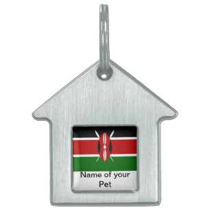 Médaillons Pour Animaux Domestiques Tag d'animal de compagnie avec le drapeau du Kenya