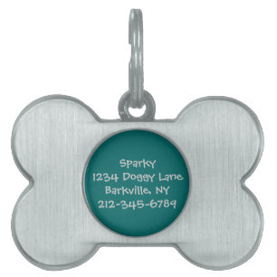 Médaillons Pour Animaux Domestiques Tag de chien customisé (turquoise)