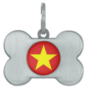 Médaillons Pour Animaux Domestiques Tag de l'animal de compagnie Vietnam Flag Yellow S