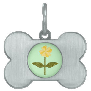 Médaillons Pour Animaux Domestiques Tag Flower Jaune