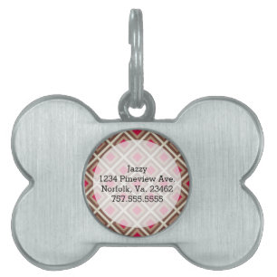 Médaillons Pour Animaux Domestiques Taupe, Taupe Légère, Diamants Ikat Rose Chaud STay