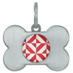 Médaillons Pour Animaux Domestiques Tchry Red Geometric Deco Cube Pattern