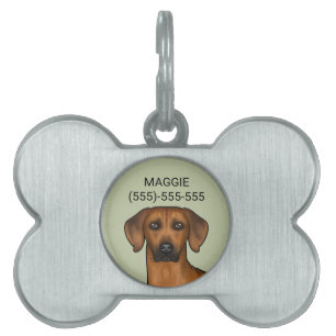 Médaillons Pour Animaux Domestiques Tête de chien Rhodesian Ridgeback Brun Lion Africa