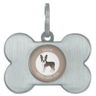 Médaillons Pour Animaux Domestiques Tigre Boston Terrier Chien de Dessin Animé & Texte