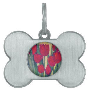 Médaillons Pour Animaux Domestiques tulipe rouge