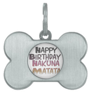 Médaillons Pour Animaux Domestiques Vintage Joyeux Anniversaire Hakuna Matata Purple I