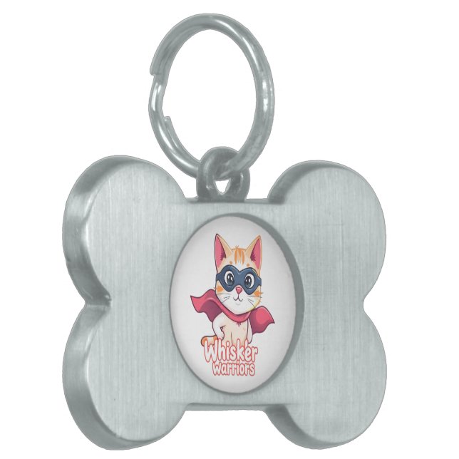 Médaillons Pour Animaux Domestiques Whisker Warriors - Pastel Hero Cat (Devant gauche)