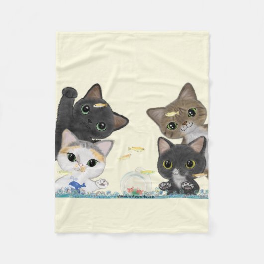 Medaka Cats Fleece Deken (Voorkant)