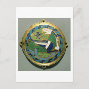 Medallion die een draak, Frans, van Conques afschi Briefkaart