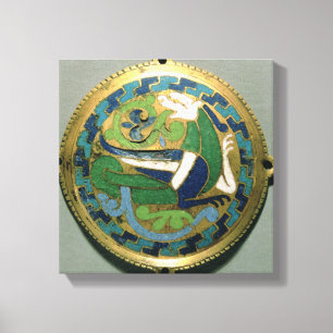 Medallion die een draak, Frans, van Conques afschi Canvas Afdruk