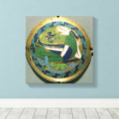 Medallion die een draak, Frans, van Conques afschi Canvas Afdruk (Insitu (Houten vloer))