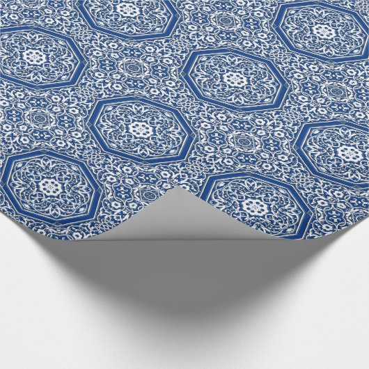 Medallion in het Perzische Tile Patroon - Blauw en Cadeaupapier (Hoek)