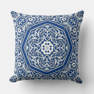 Medallion in het Perzische Tile Patroon - Blauw en Kussen