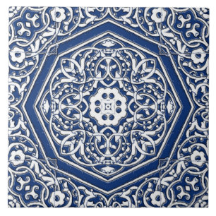 Medallion in het Perzische Tile Patroon - Blauw en Tegeltje