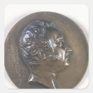 Medallion portret van Gioacchino Rossini 1829 Vierkante Sticker