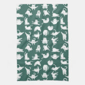 Medatkat in Yoga Poses Kitchen Towel Theedoek (Verticaal)