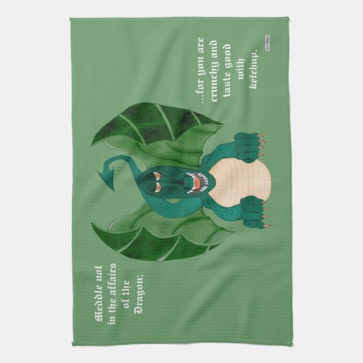 Meddle niet - Dragon Funny Theedoek (Verticaal)