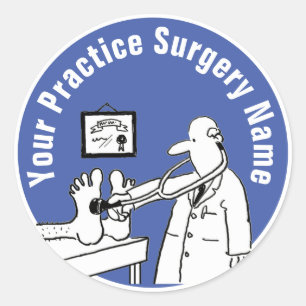 Médecin amusant avec Sticker Rond Classique Stetho