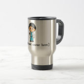 Médecin, Brunette Male Travel Mug (Devant droit)