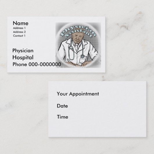 Médecin Cartes de visite adjoints (Devant / Derrière)