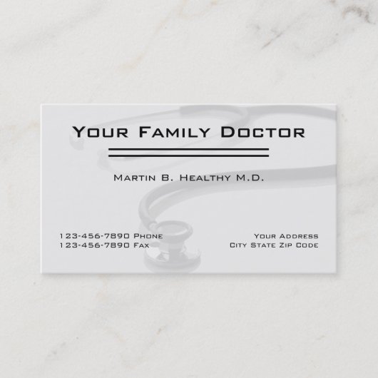 Médecin de famille simple cartes de visite (Devant)