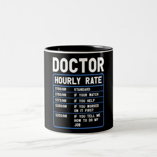 Médecin Drôle Taux Horaire Mug café à deux tons (Centre)