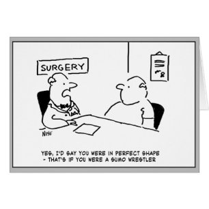 Médecin et patient en surpoids Obesity Sumo Carto