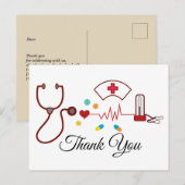 Médecin, Infirmière, carte de remerciements Médica (Devant / Derrière)