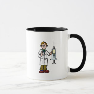 Médecin masculin avec seringue géante Mug