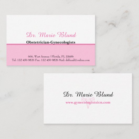 Médecin Obstétricien-gynécologue Carte de visite (Devant / Derrière)