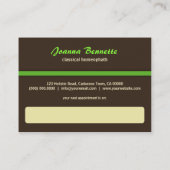 Médecine alternative Cartes de visite homéopathiqu (Dos)