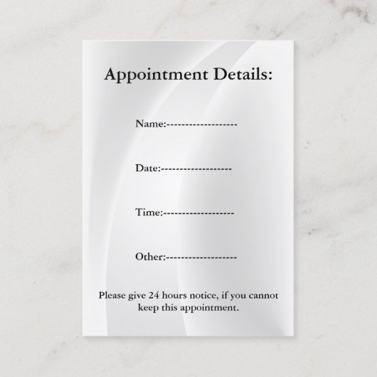 Médecins carte de visite avec rendez-vous (Dos)