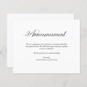 Mededeling | BUDGET Uitstel van evenement (Voorkant / Achterkant)