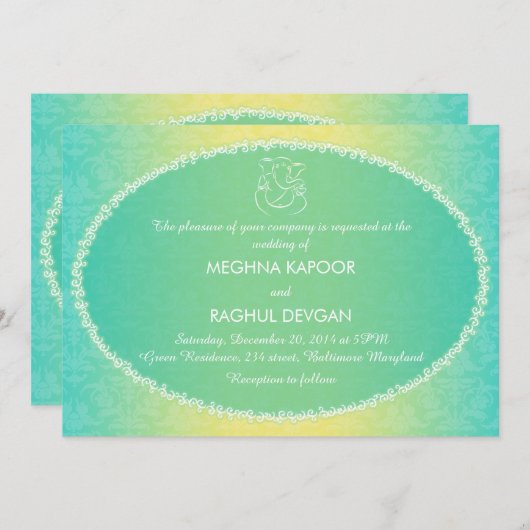 Mededeling over het huwelijk tussen Classy Ganesha Kaart (Voorkant / Achterkant)