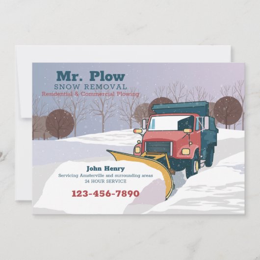 Mededeling van de heer Plow Snow Removal Service Kaart (Voorkant)