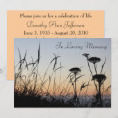 Mededeling van de Memorial Service Sunset Silhouet Kaart (Voorkant / Achterkant)