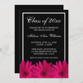 Mededeling van het Afstuderen Pink Gerbera Daisy Kaart (Voorkant / Achterkant)