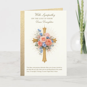 Medeleven met Dochter Gouden Kruis Bloemen Kaart