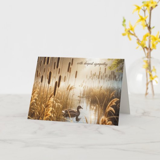 Medelevendheid Eend in Nevelig Vijver Kaart (Gele Bloem)