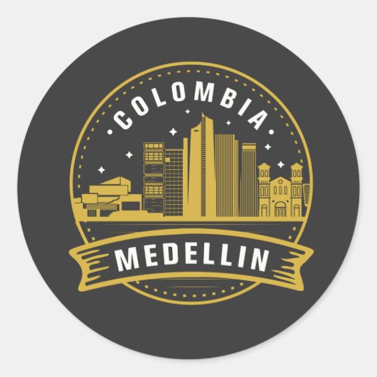 Medellin Colombia Ronde Sticker (Voorkant)
