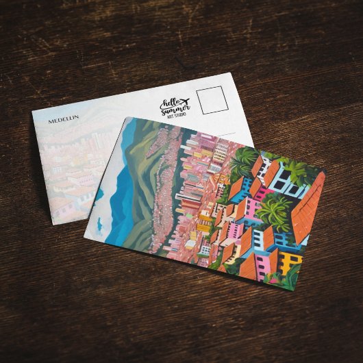 Medellin Colombia Schilderd Briefkaart