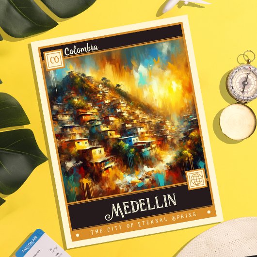 Medellín, Colombia |  schilderij Briefkaart