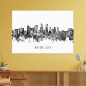 Medellin Colombia Skyline BW Canvas Afdruk (Insitu (Woonkamer))