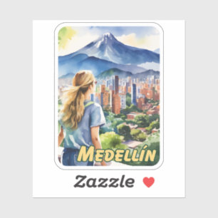 Medellin Colombia Waterverf Sticker