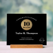 Medewerker 10 jaar dienst gouden zegel aangepaste acryl bord (Neutraal)