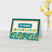 Medewerker 15e Jubileum Colorful Gefeliciteerd Kaart (Gele Bloem)