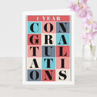 Medewerker 1e Jubileum Gefeliciteerd Grid Kaart