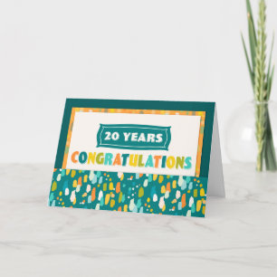 Medewerker 20e Jubileum Colorful Gefeliciteerd Kaart