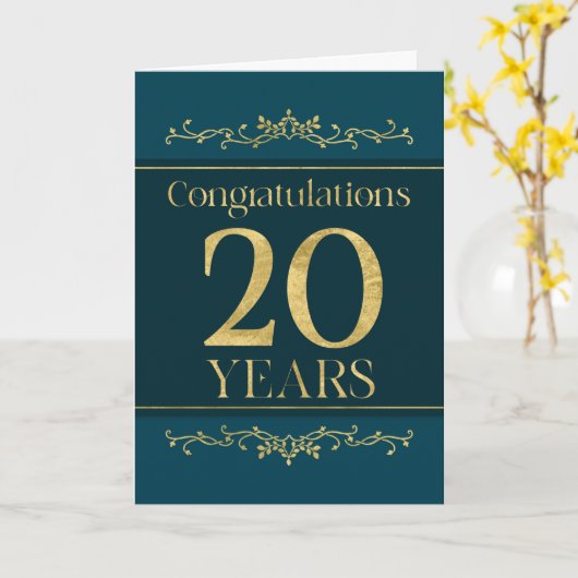 Medewerker 20e Jubileum Stijlvolle Formele Elegant Kaart (Gele Bloem)